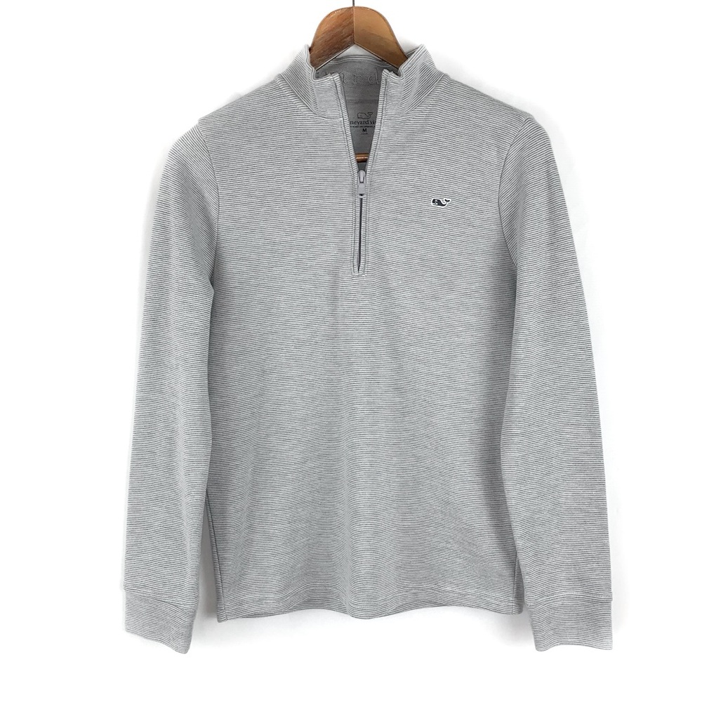 Vineyard Vine Saltwater Quarter-Zip Pullover Sweater Gray